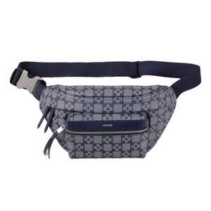 NEW SANDRO men's square cross monogram belt bag in blue